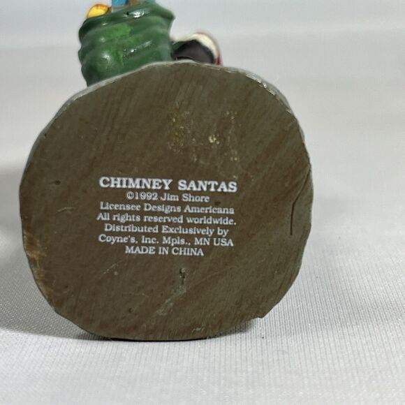 Jim Shore CHIMNEY SANTAS  1992 Vintage Ornament Figurine Green Sack Pointed Hat - Picture 2 of 9